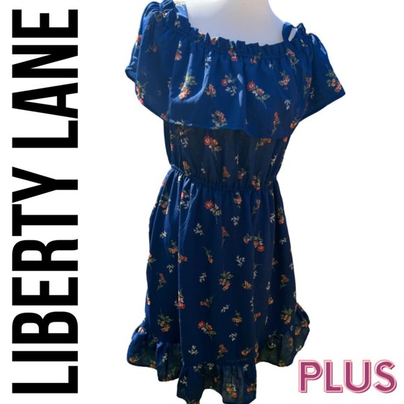 Plus 2X Blue floral Dress - Picture 12 of 12